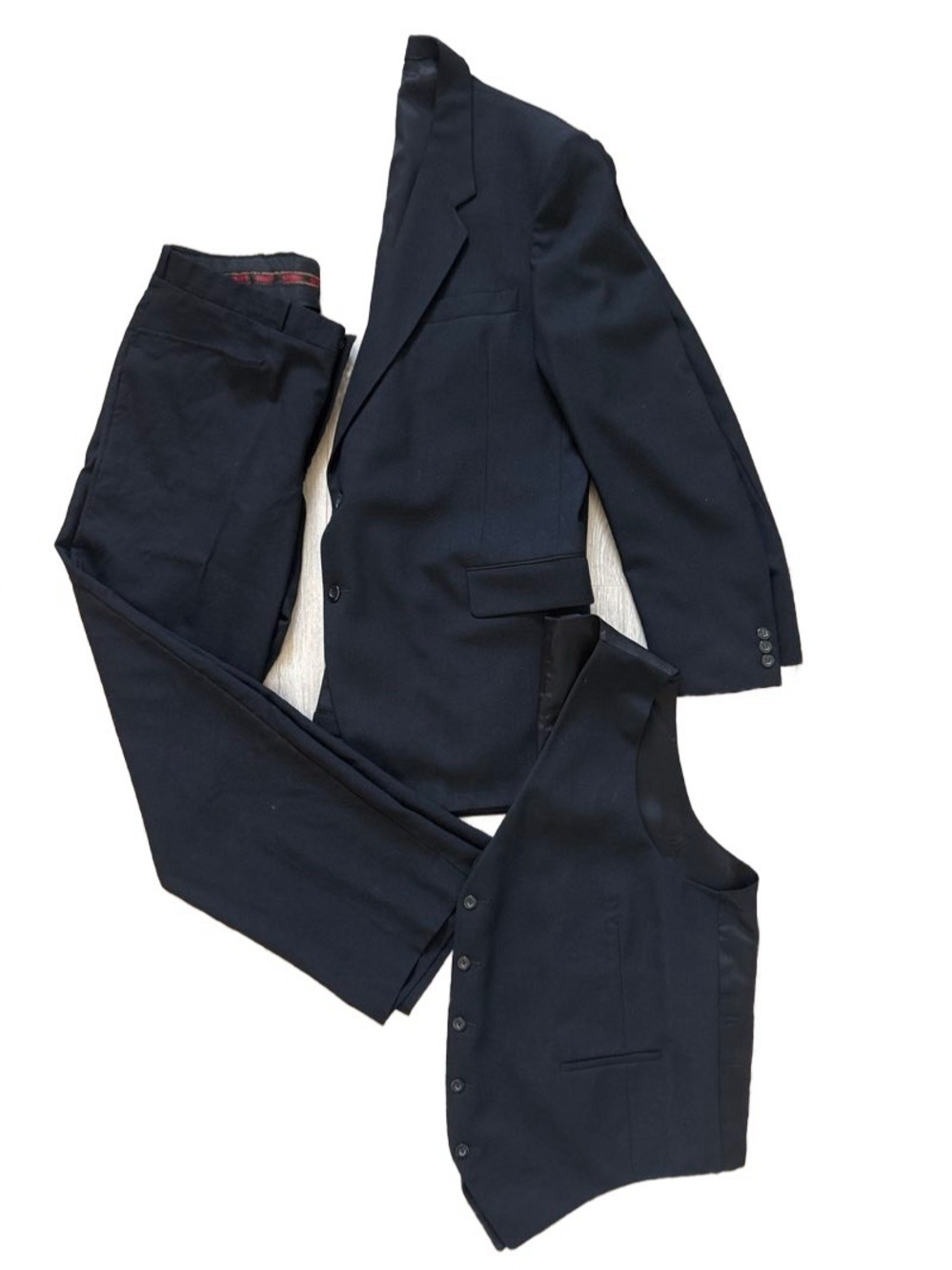 Mens Three-Piece Suit Set in Black - Jacket, Vest & Pants